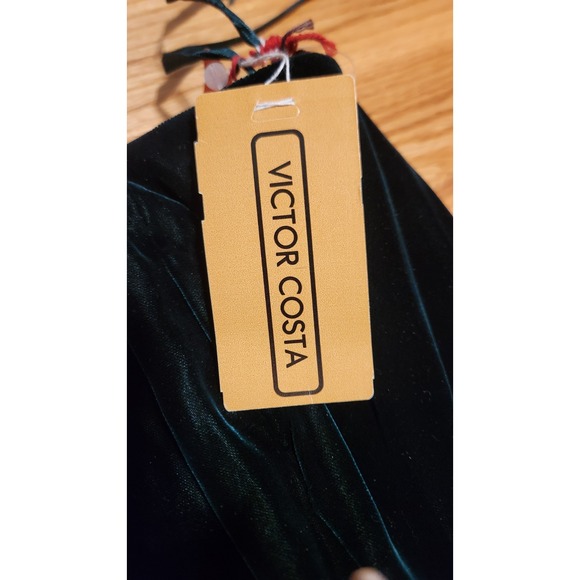 Nwt VINTAGE Victor Coasta Strapless Green Velvet Dress Size 6 Corset & Zip Close - Picture 11 of 16